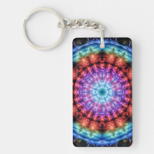 Porte-clés Vibrant Tie Dye Kaleidoscope Rainbow Mandala