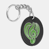 Porte-clés Vibrations Amour Musical Coeur Vert Musique Note D (Devant gauche)