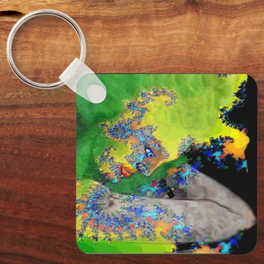 Porte-clés VIBRATIONS DE MATIÈRE, jaune vert noir (Recto)