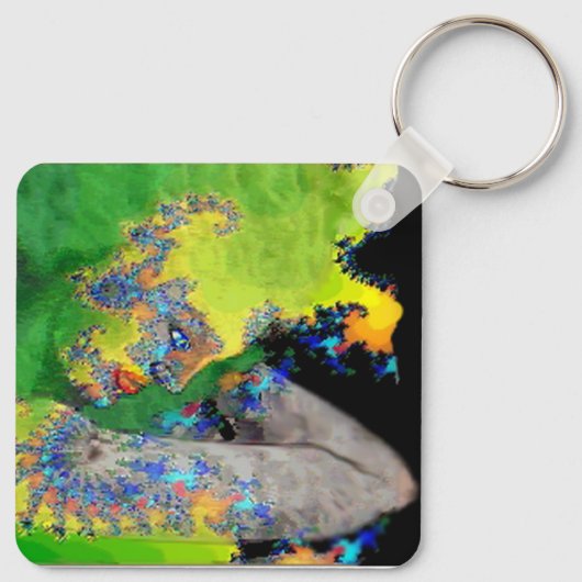 Porte-clés VIBRATIONS DE MATIÈRE, jaune vert noir (Dos)