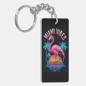 Porte-clés Vibrations de Miami Design de flamant rose d'été-6 (Devant gauche)