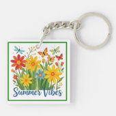 Porte-clés Vibrations d'été Floral avec Papillons (Dos)