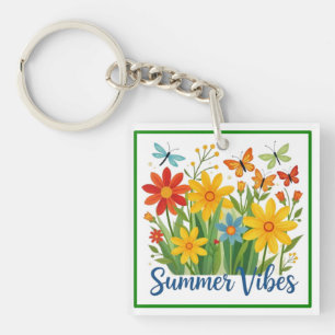 Porte-clés Vibrations d'été Floral avec Papillons-64534