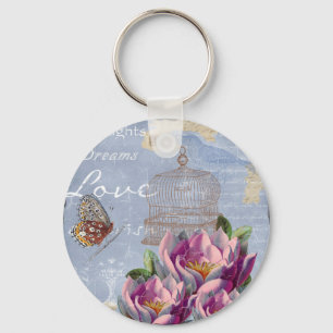 Porte-clés Victorian Love Thoughts Dreams Butterfly Bird Cage