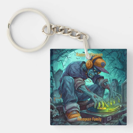 Porte-clés Vidéos de la fête d'Halloween Zombie DJ Rave (Devant)