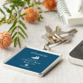 Porte-clés Vie de plage personnalisable bleu marine (Côté)