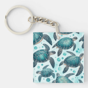 Porte-clés Vie de Tortue Marine (personnalisé)