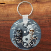 Porte-clés Vie et mort, Halloween YinYang Skeleton (Recto)