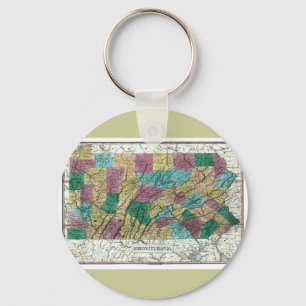 Porte-clés Vieille carte 1829 de la Pennsylvanie