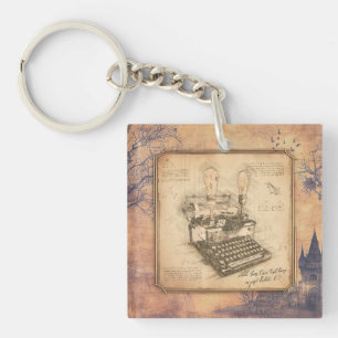 Porte-clés Vieille machine à écrire Vintage. Auteur / Écrivai