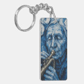 Porte-clés Vielle dame jouant de la trompette - Normande (Devant gauche)