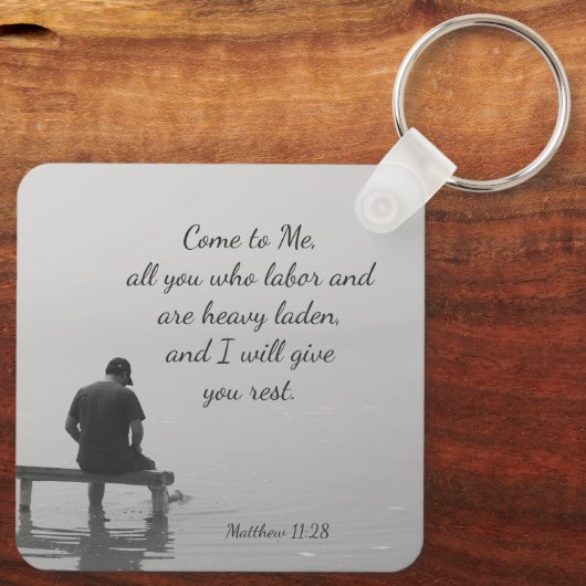 Porte-clés Viens à Moi, je te reposerai, Matt 11:28 (Verso)