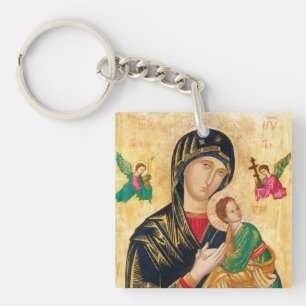 Porte-clés Vierge byzantine Marie et icône enfant Noël
