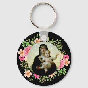 Porte-clés Vierge et Enfant Belle Vierge Marie et Jésus