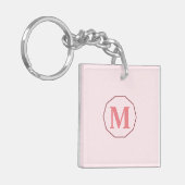 Porte-clés Vierge rose élégant monogramme personnalisé (Devant gauche)