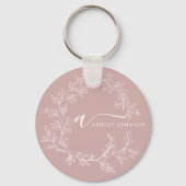 Porte-clés Vierge rose moderne Script Girl Monogramme Nom (Recto)