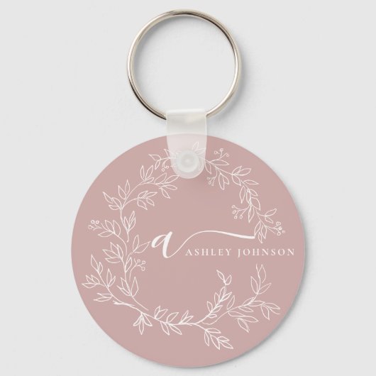 Porte-clés Vierge rose moderne Script Girl Monogramme Nom (Recto)