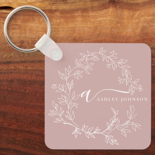 Porte-clés Vierge rose moderne Script Girl Monogramme Nom (Recto)