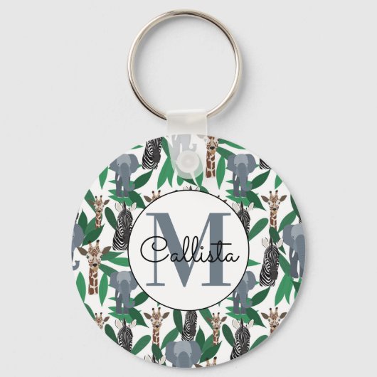 Porte-clés Vierge Zebra Elephant Giraffe Safari Animals (Recto)