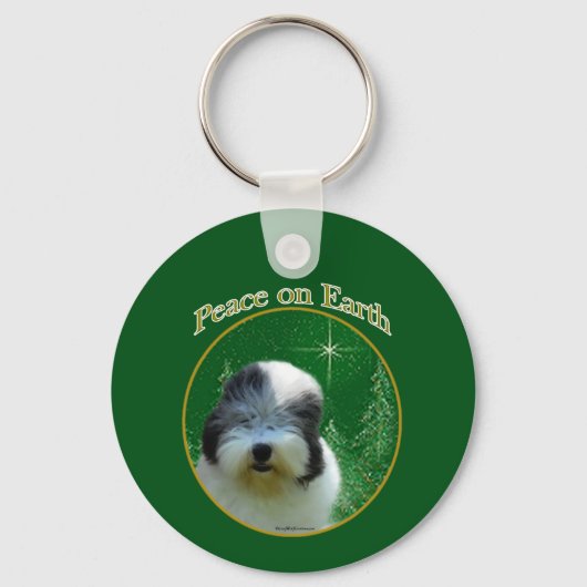 Porte-clés Vieux anglais Sheepdog Peace (Recto)