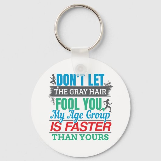 Porte-clés Vieux coureur amusant - Groupe d'âge plus rapide (Recto)