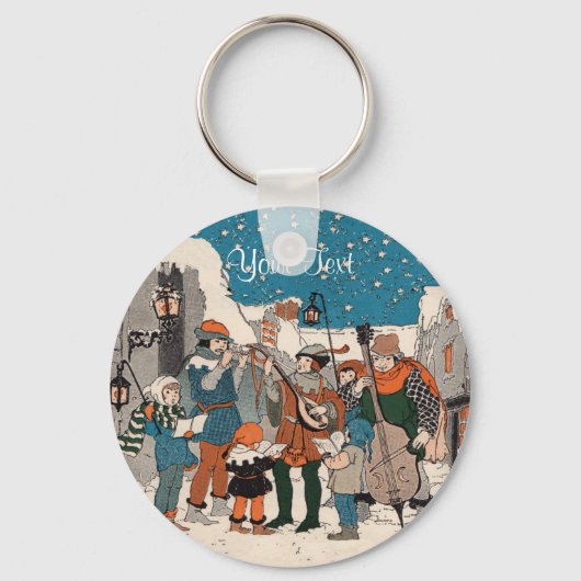Porte-clés Vieux Noël Caroleurs Musiciens par Lamp Post (Recto)