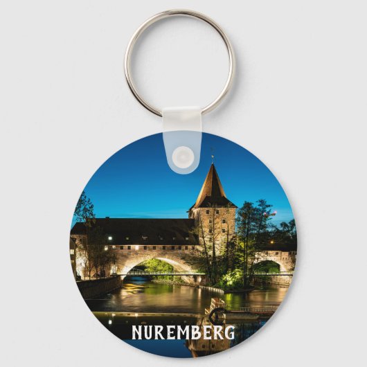 Porte-clés Vieux pont médiéval la nuit à Nuremberg (Recto)