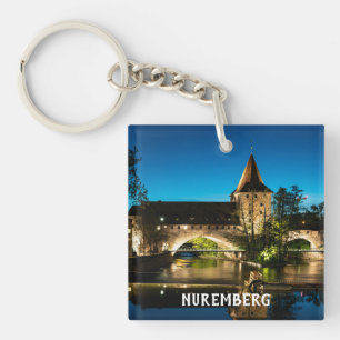 Porte-clés Vieux pont médiéval la nuit à Nuremberg