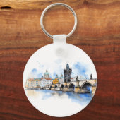 Porte-clés Vieux Prague, aquarelle du pont Charles (Verso)