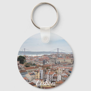 Porte-clés View of Lisbon old town and 25th of April Bridge