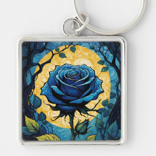 Porte-clés Vignes Rose bleu 3 Carré