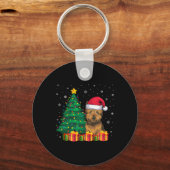 Porte-clés Vilain Cairer Terrier Santa Hat Feux de Noël Chien (Recto)