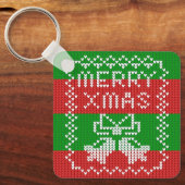 Porte-clés Vilain pull motif sonnettes Joyeux fils Xmas (Recto)