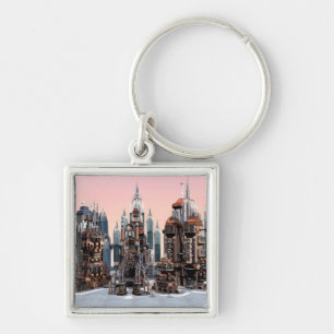 Porte-clés Ville de fantasy futuriste Art de paysage urbain S