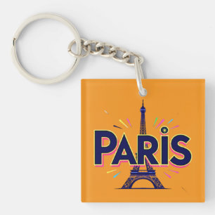 Porte-clés Ville de Lumière : Typographie audacieuse d'art pa