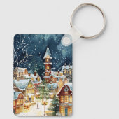 Porte-clés Ville de Noël illustrative dans la neige (Verso)