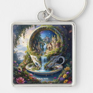 Porte-clés Ville de tasses ornées Fantastique Mignonne