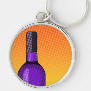 Porte-clés vin comique demi-ton verre et bouteille