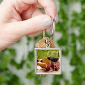 Porte-clés Vin, fromage et fruit de campagne (main)