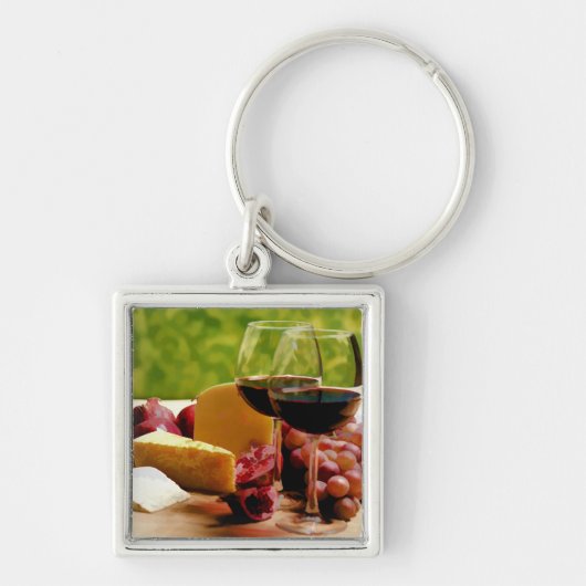 Porte-clés Vin, fromage et fruit de campagne (Devant)