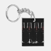 Porte-clés Vins avec vin rouge sur noir (Devant gauche)