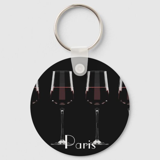 Porte-clés Vins avec vin rouge sur noir (Recto)