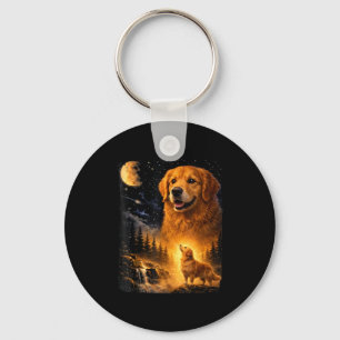 Porte-clés Vintage 90s Golden Retriever Hurle à la Lune D