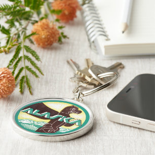 Porte-clés Vintage Alaska Travel Totem Pole Eagle Bird