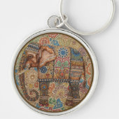 Porte-clés Vintage, Antique Elephant,Batik Pattern (Devant)