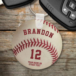 Porte-clés Vintage Baseball Player Name Number Personalized