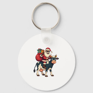 Porte-clés Vintage Bigfoot Père Noël chevauchant une vache No