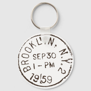 Porte-clés vintage brooklyn nyc new york city trendy postage