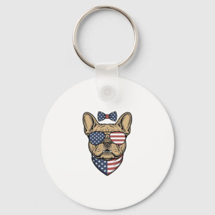 Porte-clés Vintage Bulldog français patriotique Art vectoriel