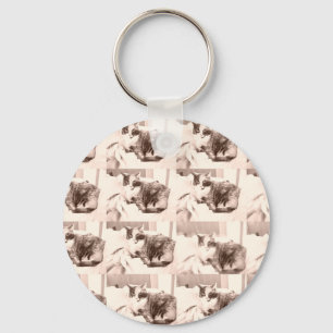 Porte-clés Vintage Calico Cat / Photographie noir et blanc